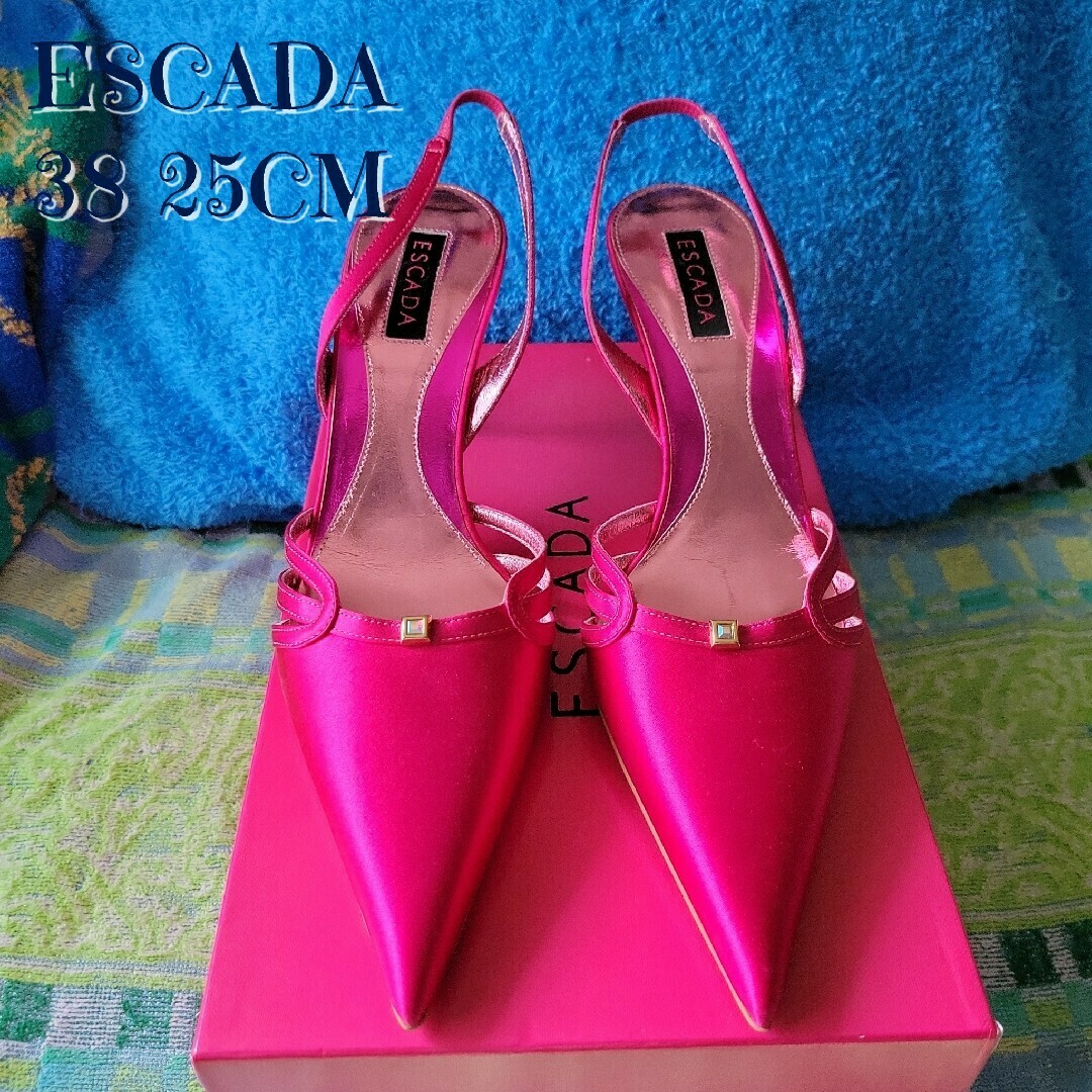 ESCADA - 未使用 ESCADA ミュール シルク ヒール 7cm 38の通販 ESCADA - 未使用 ESCADA ミュール シルク ヒール 7cm 38の通販