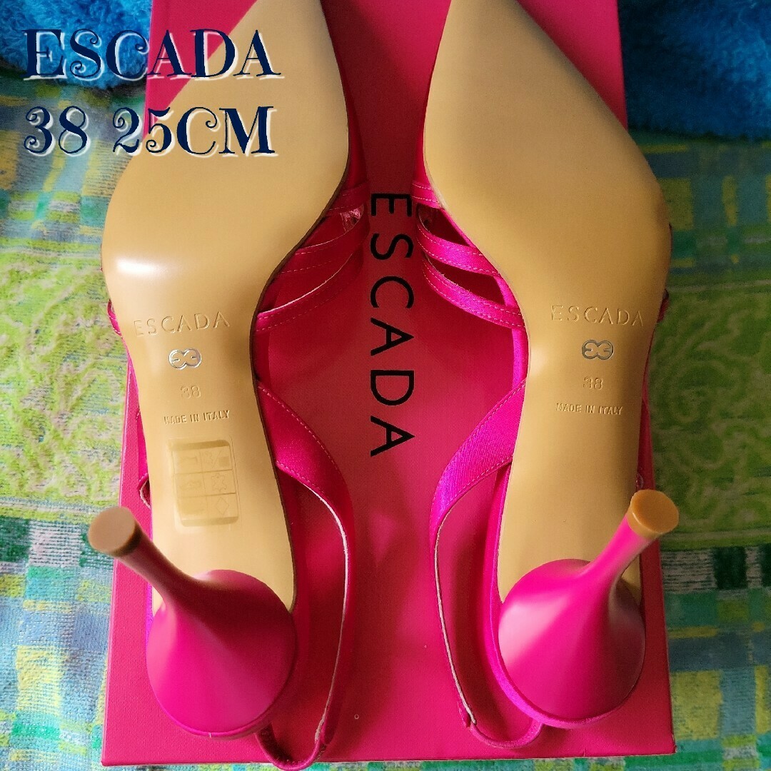 ESCADA - 未使用 ESCADA ミュール シルク ヒール 7cm 38の通販 ESCADA - 未使用 ESCADA ミュール シルク ヒール 7cm 38の通販
