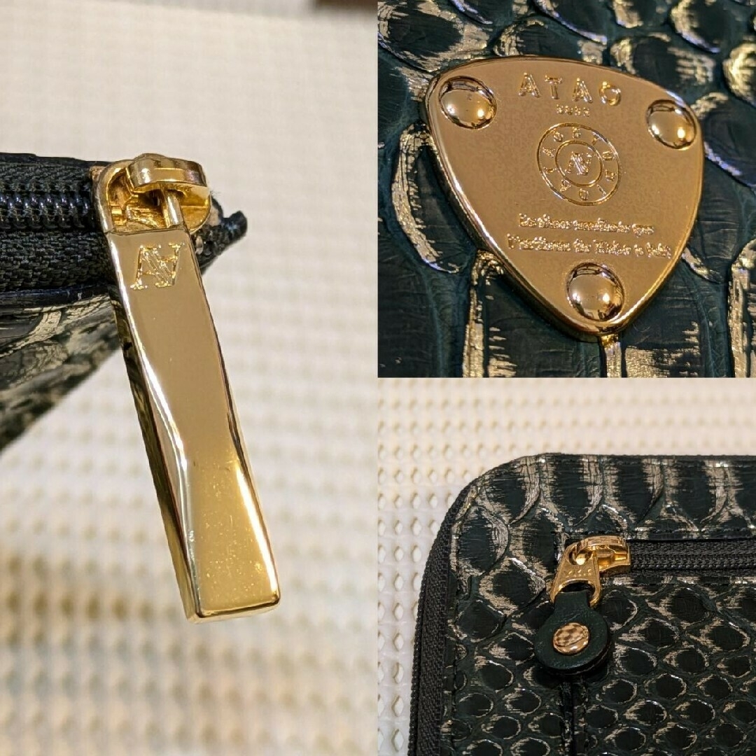美品》アタオ slimo(スリモ)パイソン”HAKU”(箔) ダークグリーン 美品》アタオ slimo(スリモ)パイソン”HAKU”(箔) ダークグリーン