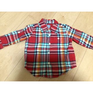 ベビーギャップ(babyGAP)のbabyGAP 長袖チェックシャツ 80 赤(シャツ/カットソー)