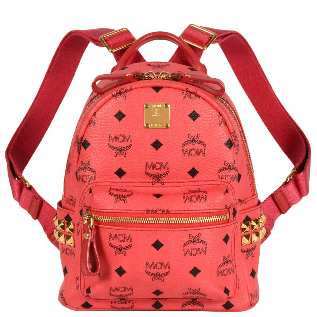 MCM◇スタッズ/リュック/-/RED/総柄 - リュックサック、デイパック MCM◇スタッズ/リュック/-/RED/総柄 - リュックサック、デイパック