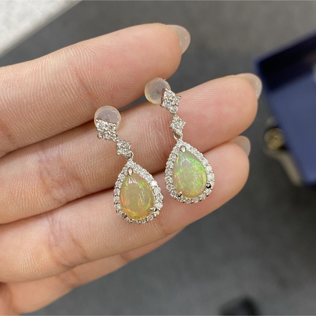 PT オパール2.65ct ダイヤモンド ピアス 新品 PT オパール2.65ct ダイヤモンド ピアス 新品