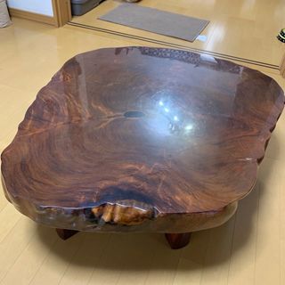 【高価値】 自然形状の座卓 昭和レトロ ロー 座卓 一枚板 無垢 アンティーク 家具