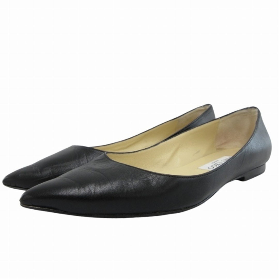 美品】JIMMY CHOO フラットシューズ 黒 グリッタ37.5|フラット 美品】JIMMY CHOO フラットシューズ 黒 グリッタ37.5|フラット