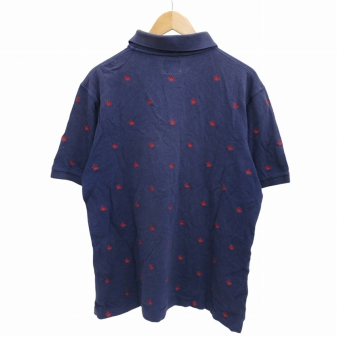 STUSSY - STUSSY OLD 00s ポロシャツ カットソー 王冠刺繍 XL 紺 STUSSY - STUSSY OLD 00s ポロシャツ カットソー 王冠刺繍 XL 紺