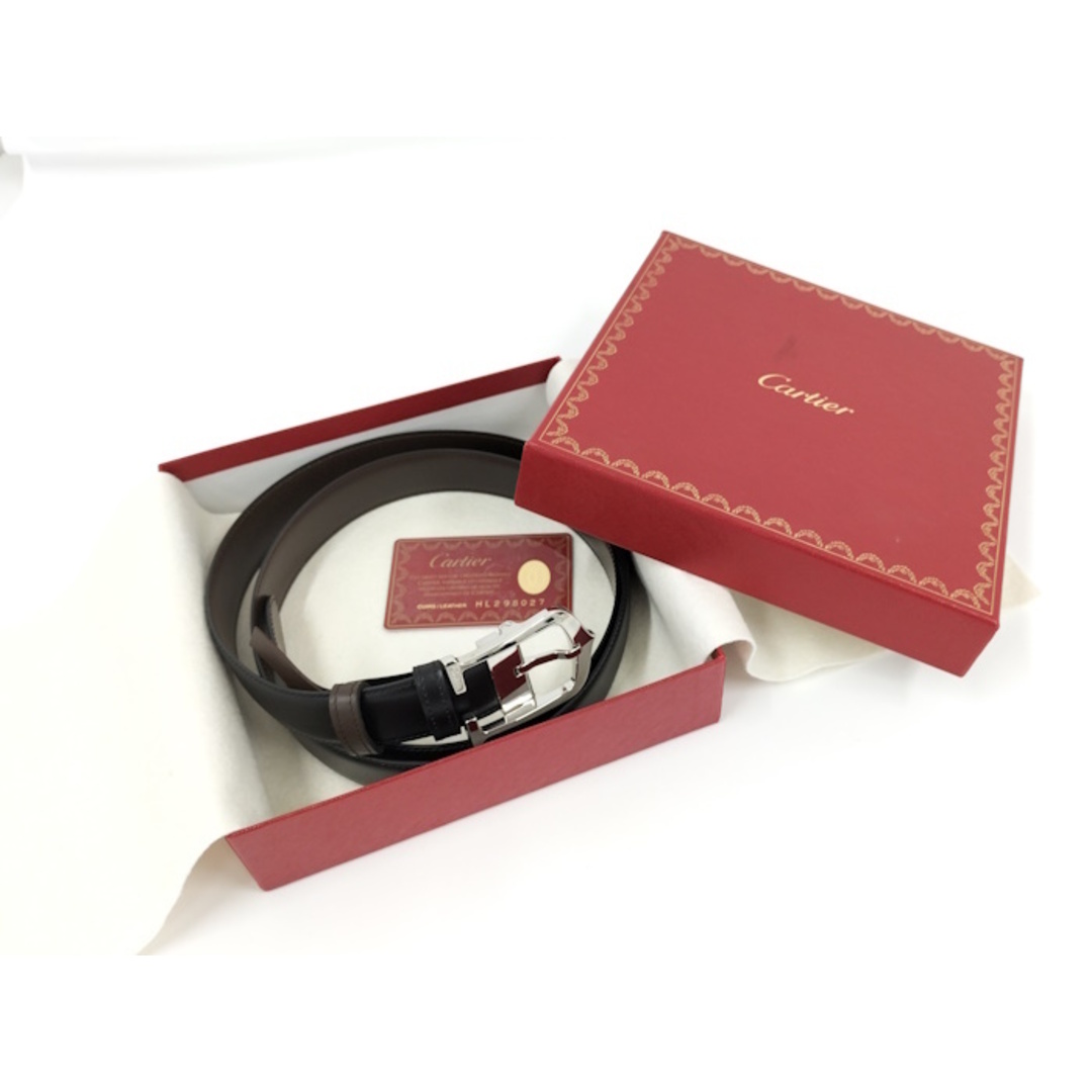 Cartier - Cartier メンズ ベルト レザー ブラック ブラウンの Cartier - Cartier メンズ ベルト レザー ブラック ブラウンの