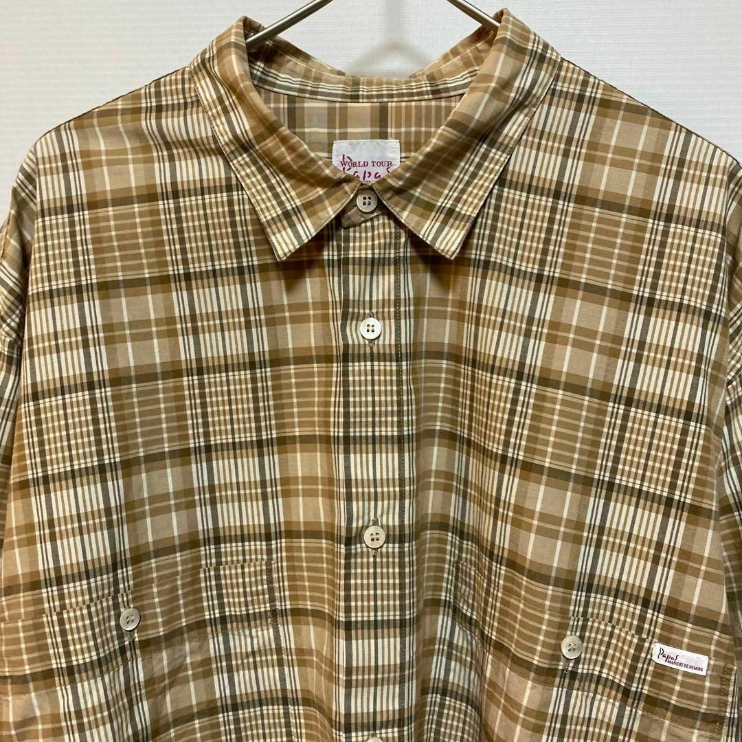 パパス　Papas WORLD TOUR Mサイズ　コットン　チェック　シャツ メンズのトップス(シャツ)の商品写真