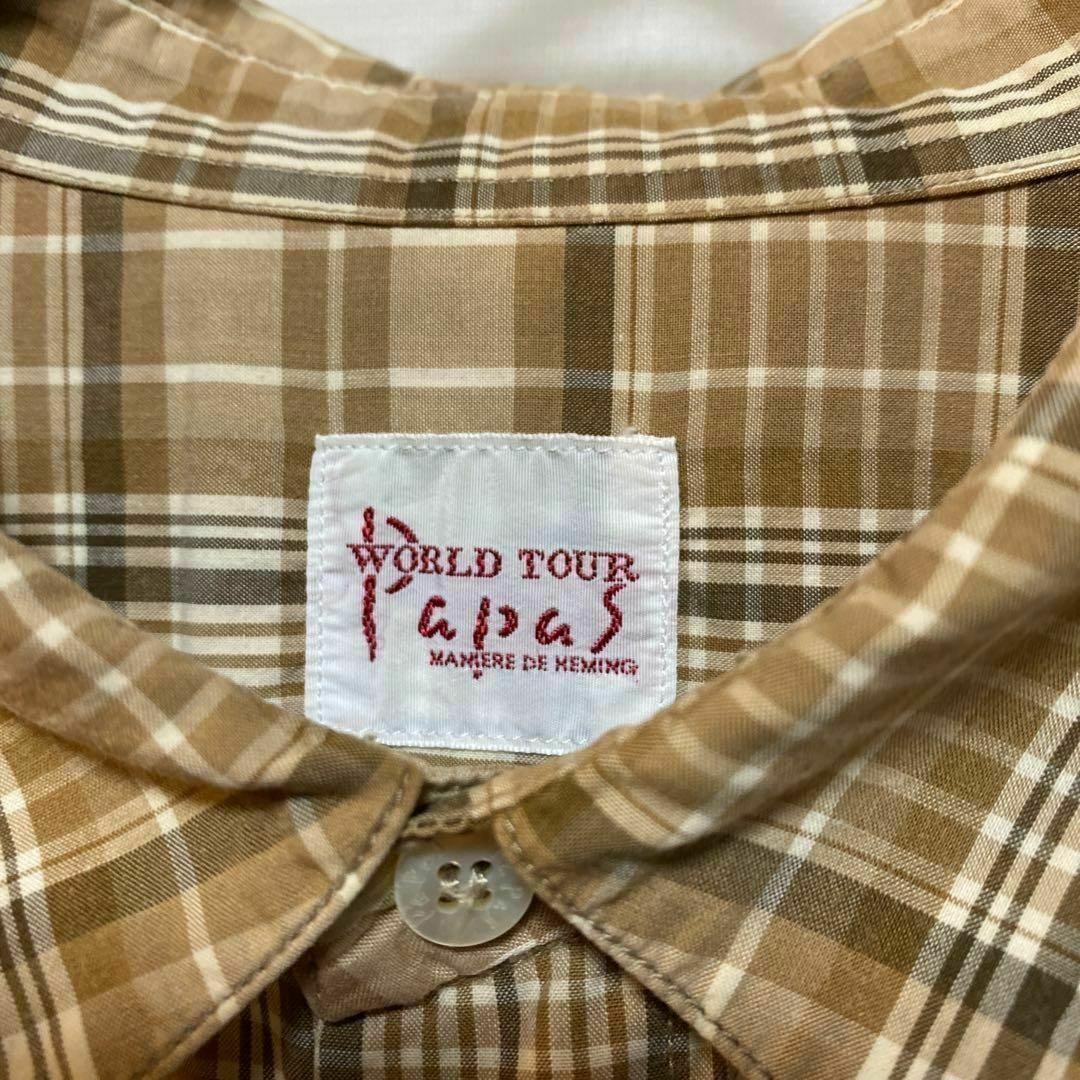 パパス　Papas WORLD TOUR Mサイズ　コットン　チェック　シャツ メンズのトップス(シャツ)の商品写真