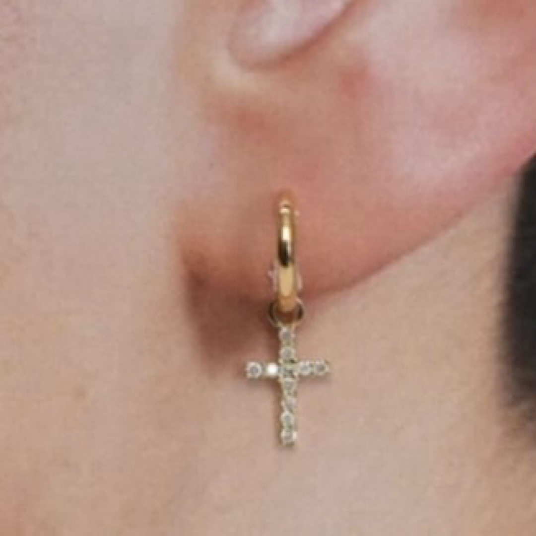 地金*18金【フープ+クロスピアス/天然ダイヤモンド0.1ct】2way 地金*18金【フープ+クロスピアス/天然ダイヤモンド0.1ct】2way