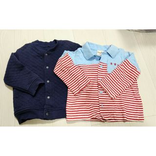 ユニクロ(UNIQLO)のベビー キッズ  カーディガン 上着 羽織 2枚セット 90cm(カーディガン)
