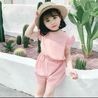 ★0130 半袖セットアップ ピンク 子供服 韓国 かわいい