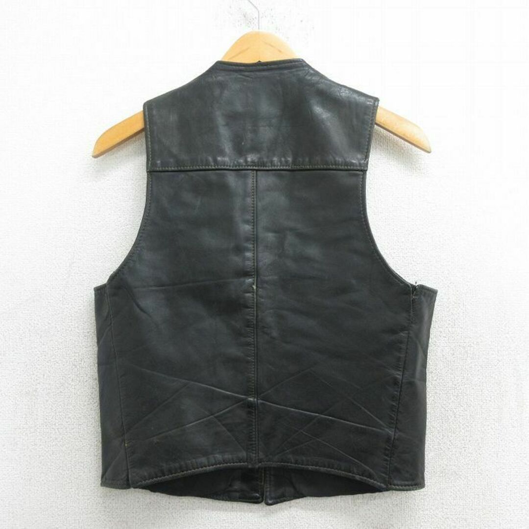 90's USA製Schott くるみボタン レザーベスト S ブラック - トップス 90's USA製Schott くるみボタン レザーベスト S ブラック - トップス