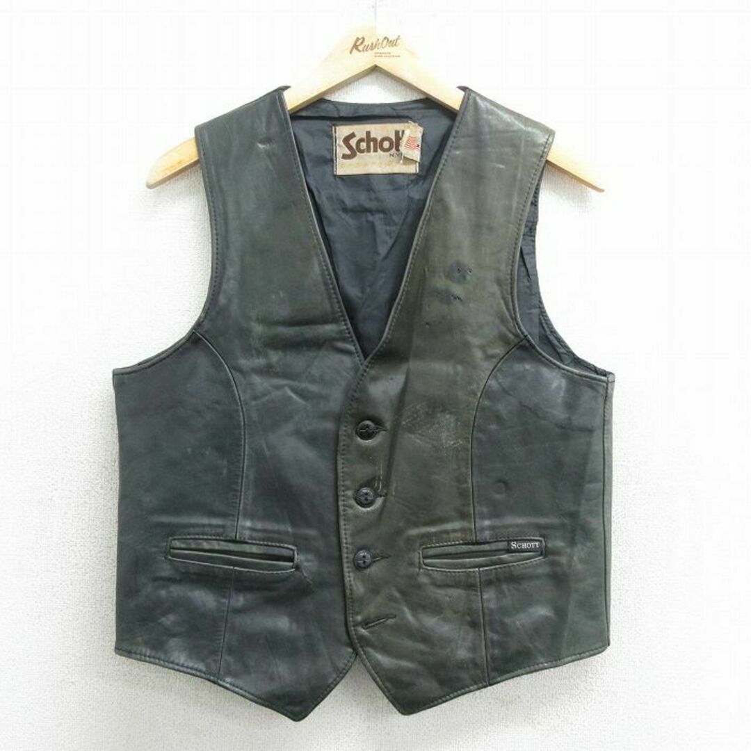 schott - S☆古着 ショット Schott レザー ベスト メンズ 80年代 schott - S☆古着 ショット Schott レザー ベスト メンズ 80年代
