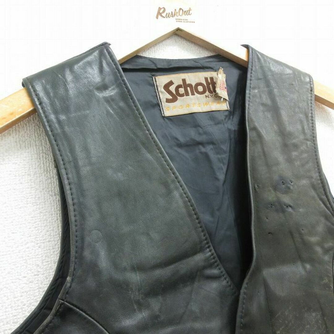 schott - S☆古着 ショット Schott レザー ベスト メンズ 80年代 schott - S☆古着 ショット Schott レザー ベスト メンズ 80年代