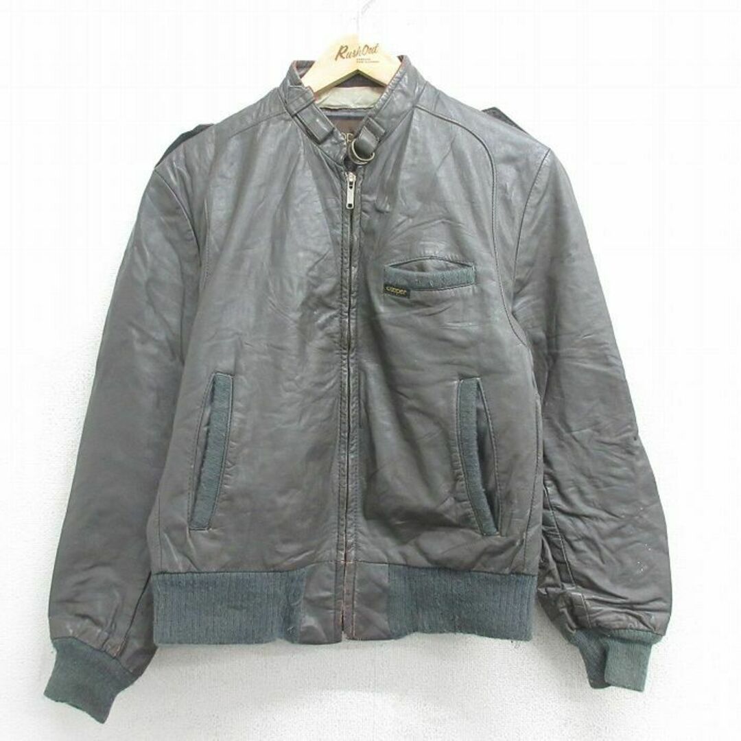 M☆古着 長袖 レザー ジャケット メンズ 80年代 80s USA製 濃 M☆古着 長袖 レザー ジャケット メンズ 80年代 80s USA製 濃