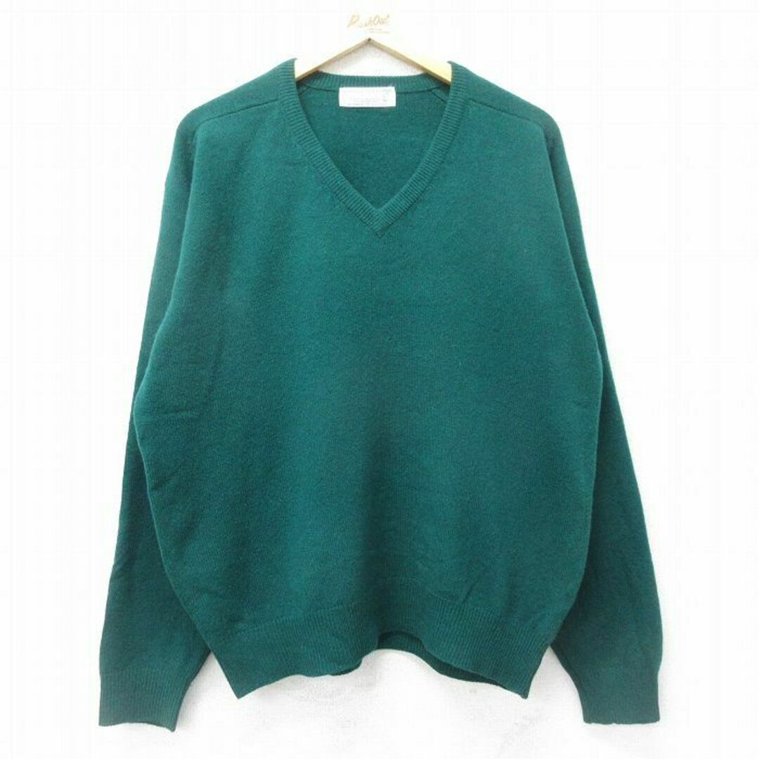 XL☆古着 長袖 セーター メンズ 80年代 80s 無地 ラムウール V XL☆古着 長袖 セーター メンズ 80年代 80s 無地 ラムウール V