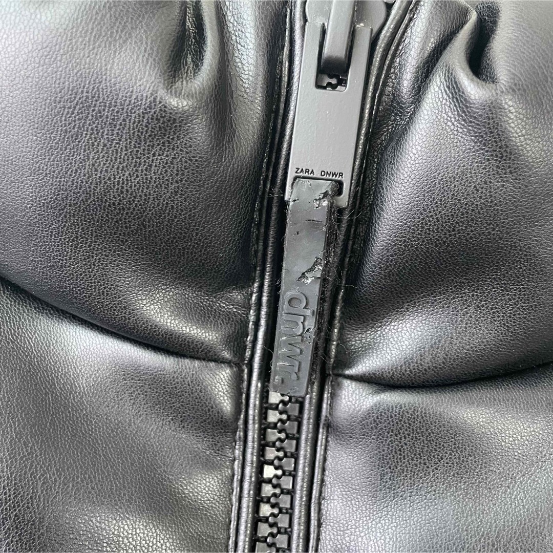 ZARA - ZARA ダウンジャケットフェイクレザー 黒 大きいサイズ ZARA - ZARA ダウンジャケットフェイクレザー 黒 大きいサイズ