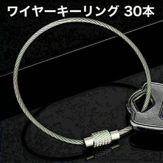 ワイヤーキーリング キーチェーン 30本セット キーホルダー ロックワイヤー 銀(キーホルダー)