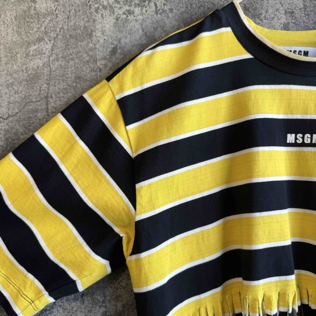 MSGM - 希少♡t8【MSGM】ボーダーフリンジクルーネックTシャツ MSGM - 希少♡t8【MSGM】ボーダーフリンジクルーネックTシャツ