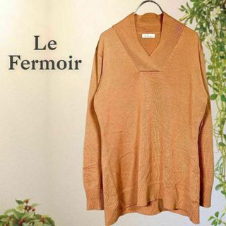 Le Fermoir スキッパーニット (Ｌ) ダークサーモン 薄手 レディース(ニット/セーター)
