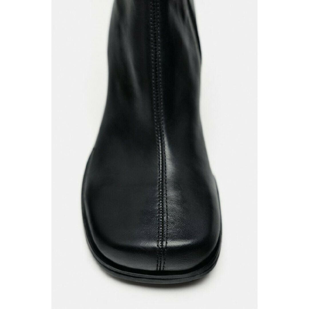 ZARA - ZARA レザーヒール アンクルブーツ 36サイズ ブラックの ZARA - ZARA レザーヒール アンクルブーツ 36サイズ ブラックの