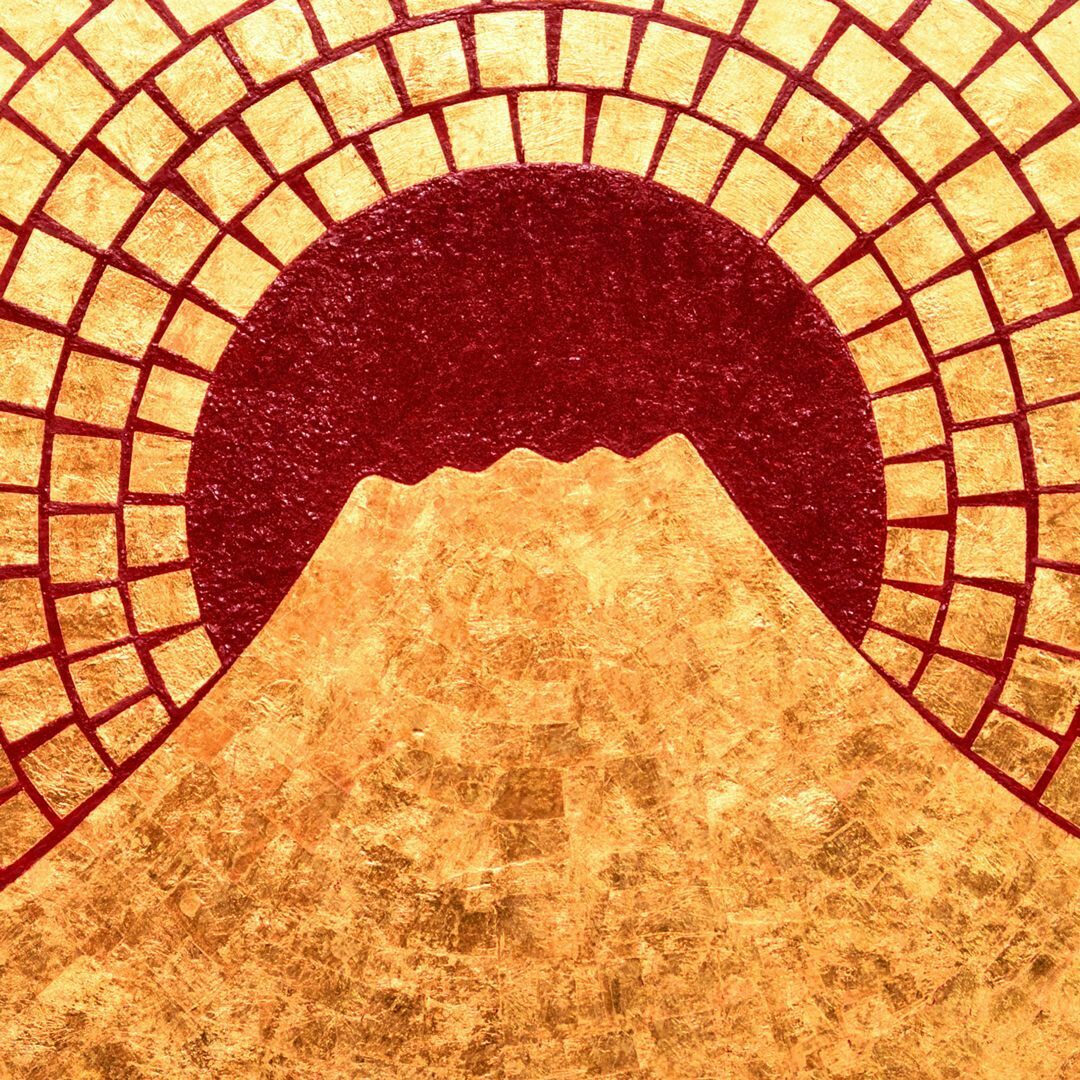24K純金○『太陽と純金富士山』○がんどうあつし絵画コラージュ 24K純金○『太陽と純金富士山』○がんどうあつし絵画コラージュ