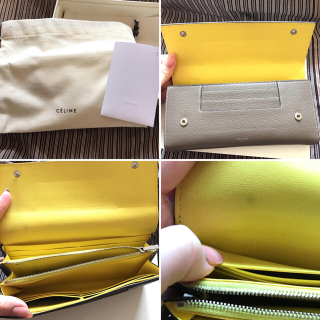 中古 セリーヌ 長財布 スリ イエロー