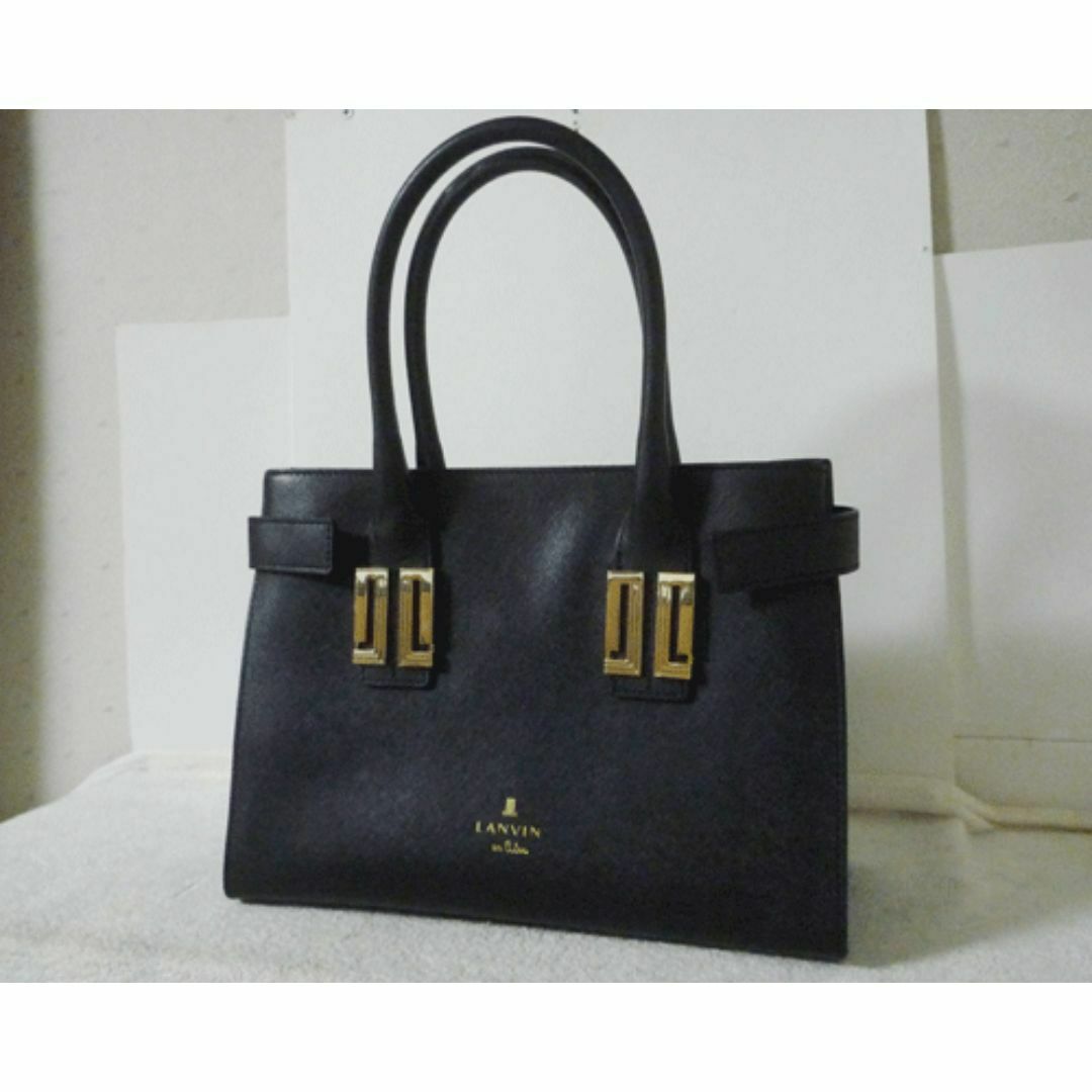 LANVIN en Bleu - 良品　ランバンオンブルー　レザー　ブラック　黒　ハンド　バッグ　レディース