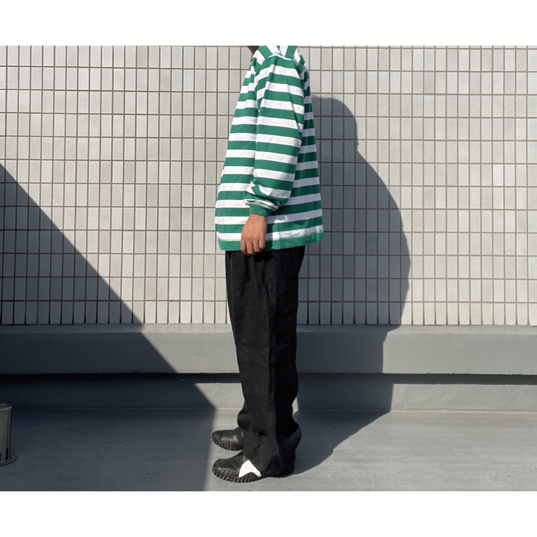 LAND'S ENDボーダー柄ヘンリーネックTシャツ?L VINTAGE Tシャツ LAND'S ENDボーダー柄ヘンリーネックTシャツ?L VINTAGE Tシャツ