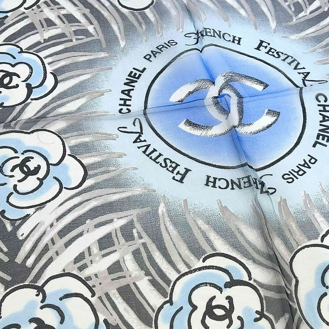 CHANEL - CHANEL シャネル ココマーク カメリア シルク スカーフ CHANEL - CHANEL シャネル ココマーク カメリア シルク スカーフ