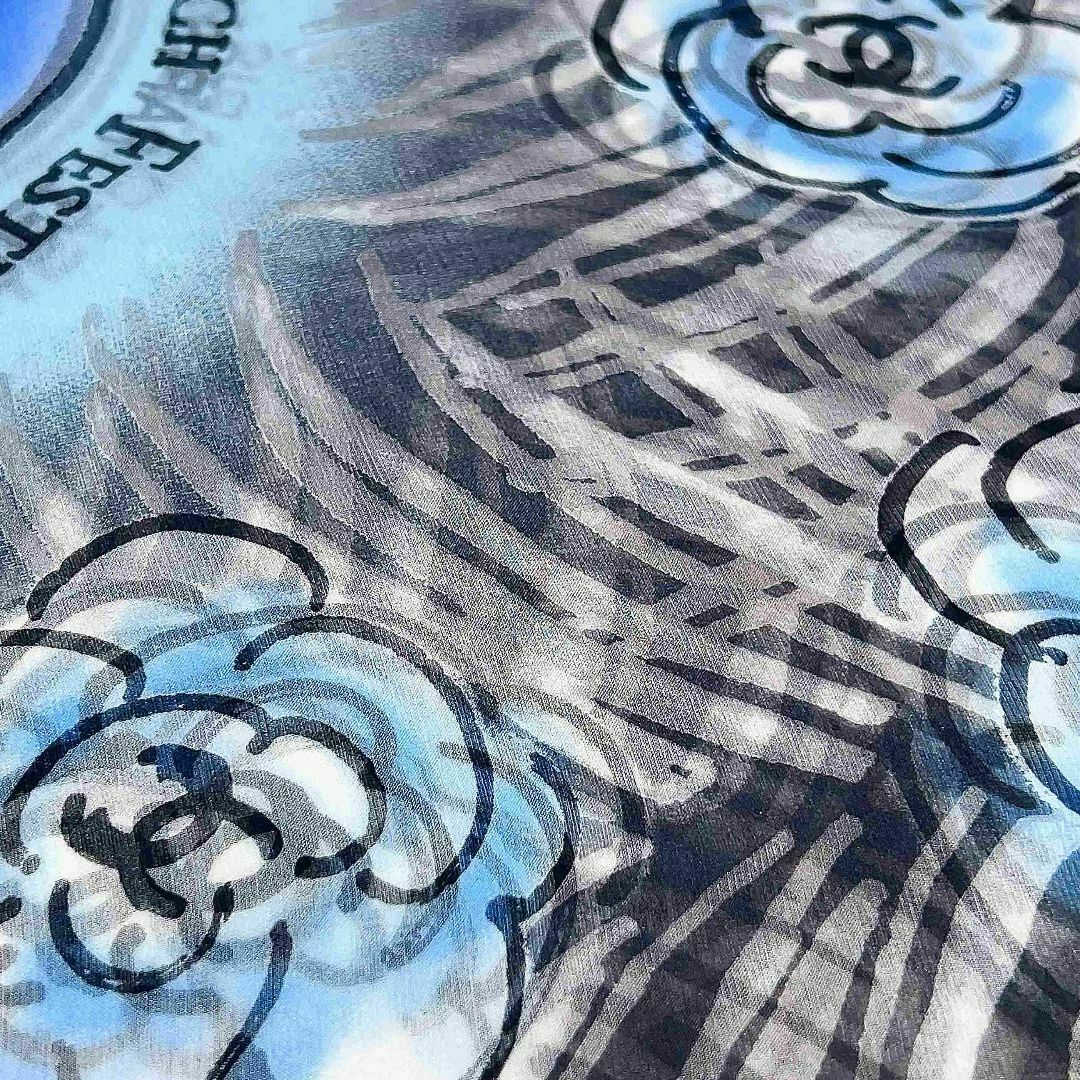 CHANEL - CHANEL シャネル ココマーク カメリア シルク スカーフ CHANEL - CHANEL シャネル ココマーク カメリア シルク スカーフ