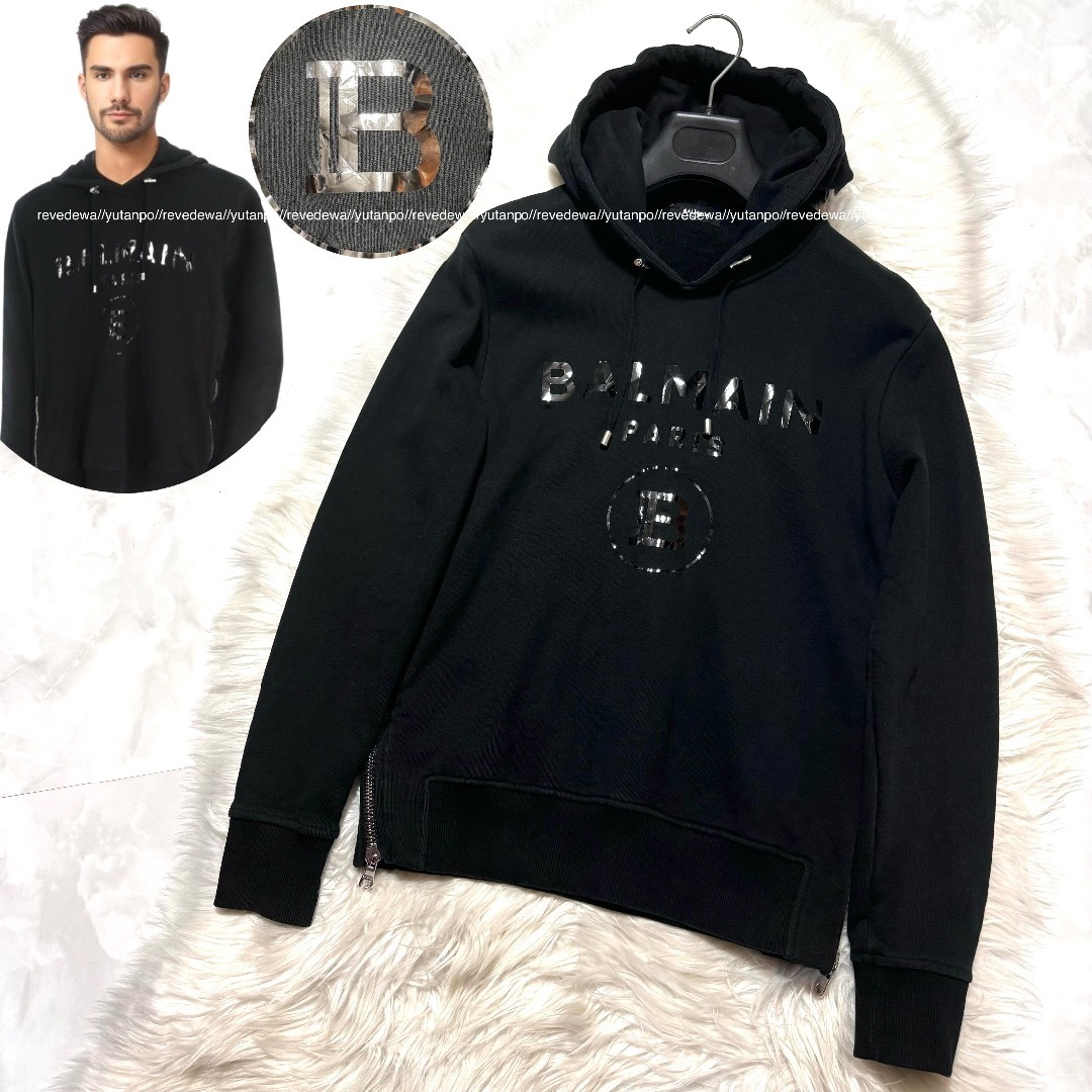 BALMAIN - 本物 バルマンオム 新Bロゴ サイドZIP パーカー プル BALMAIN - 本物 バルマンオム 新Bロゴ サイドZIP パーカー プル