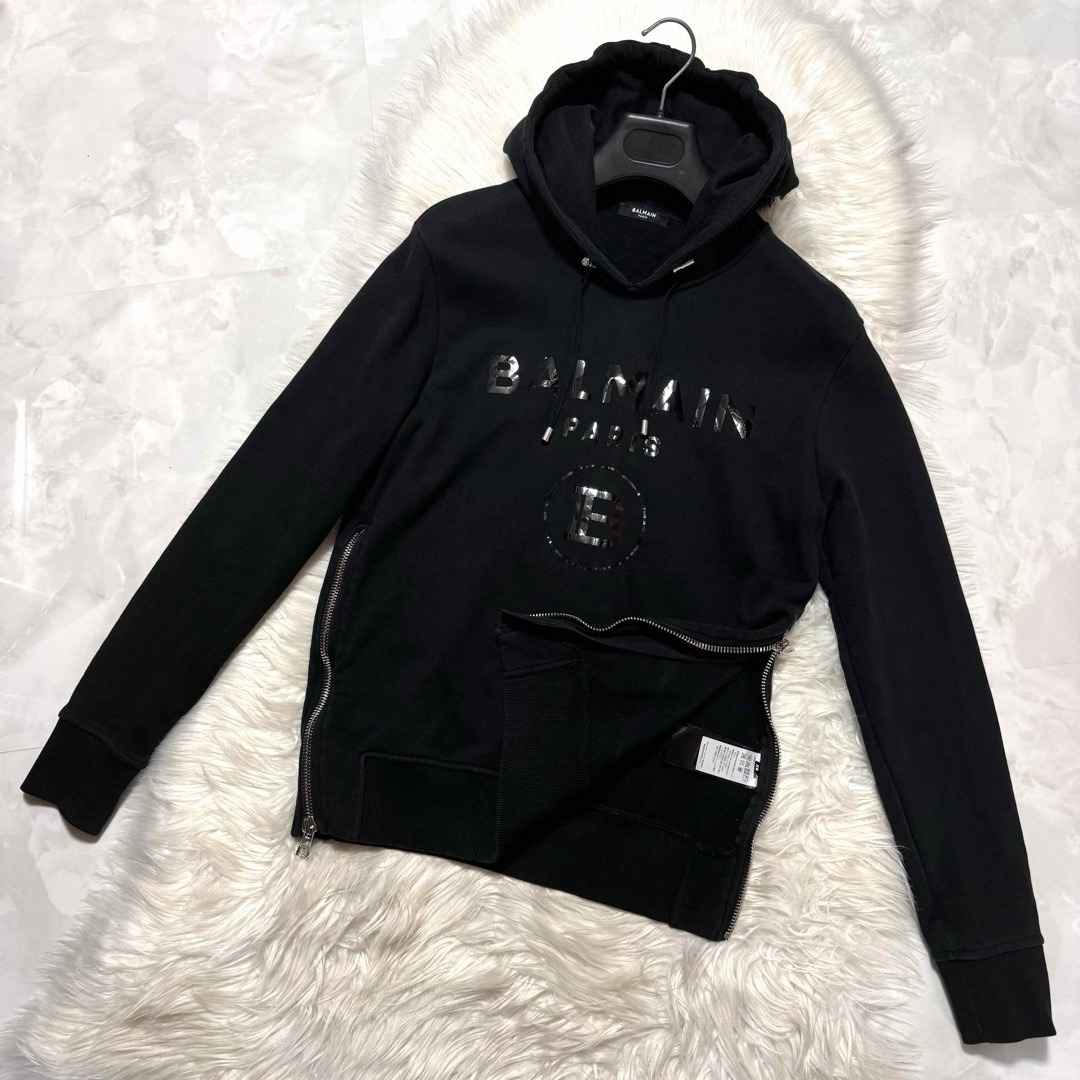 BALMAIN - 本物 バルマンオム 新Bロゴ サイドZIP パーカー プル BALMAIN - 本物 バルマンオム 新Bロゴ サイドZIP パーカー プル