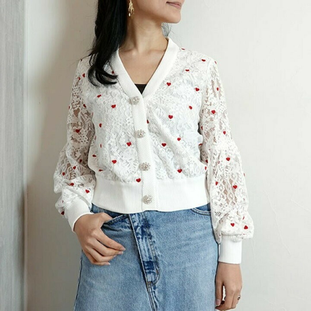 DOUBLE STANDARD CLOTHING - ダブルスタンダードクロージング❤ハート刺繍レースカーディガン