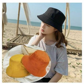 帽子 ハット イエロー 新品 かわいい 夏 紫外線対策　レディース　黄色(ハット)