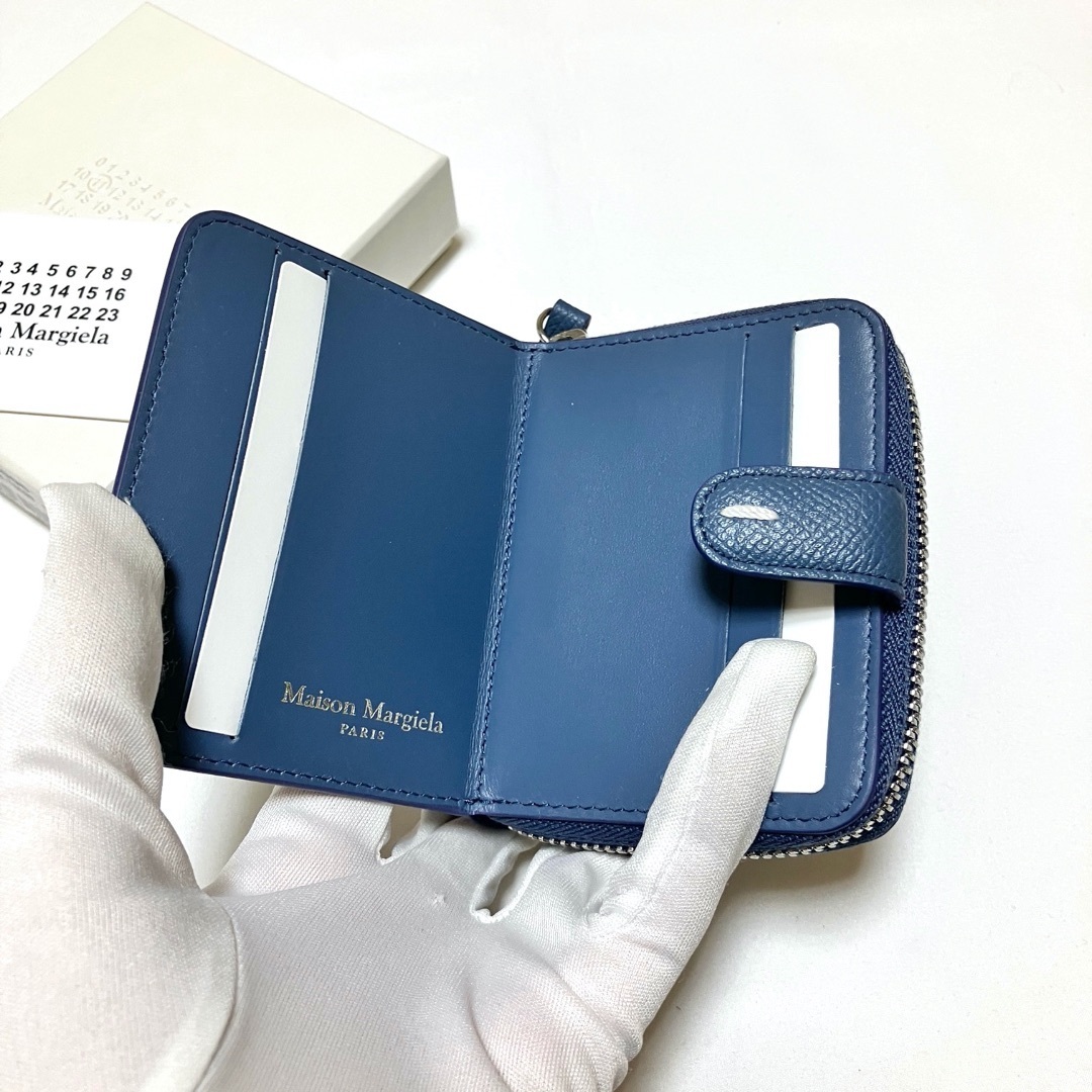 新品 マルジェラ 22ss ミニ財布 折財布 スカイブルー 牛革 6792 新品 マルジェラ 22ss ミニ財布 折財布 スカイブルー 牛革 6792