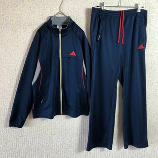 65%OFF【送料無料】 adi-v アディダス EXジャージ上下 Mサイズ 佳い 紺×赤 アディダス