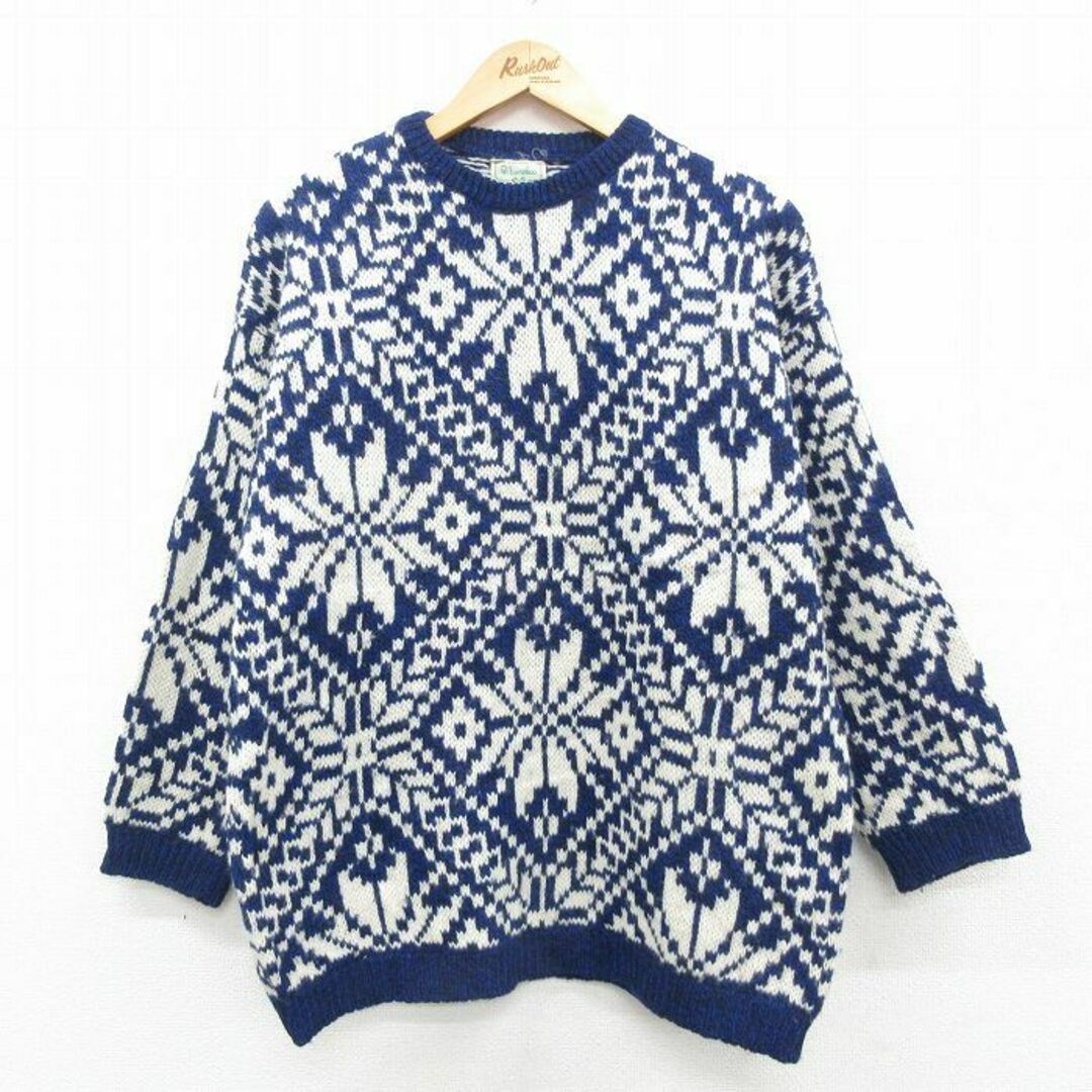 XL☆古着 ベネトン BENETTON 長袖 ノルディック セーター メンズ XL☆古着 ベネトン BENETTON 長袖 ノルディック セーター メンズ