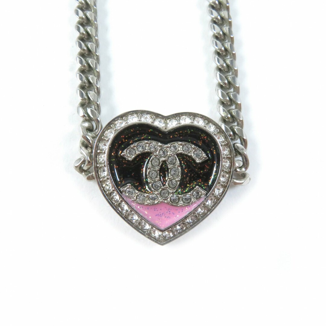 CHANEL - 美品★CHANEL シャネル ABB649 C23 ココマーク ハート ラインストーン付 喜平チェーン チョーカー ネックレス シルバー フランス製 レディース