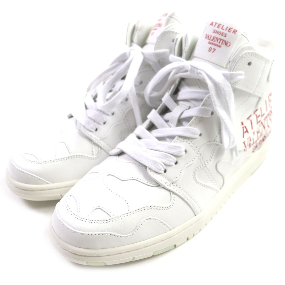 VALENTINO - 未使用品▼VALENTINO ヴァレンティノ ATELIER アトリエ ロゴ入り レザー ハイカットスニーカー ホワイト レッド 40 保存袋付き イタリア製 メンズ