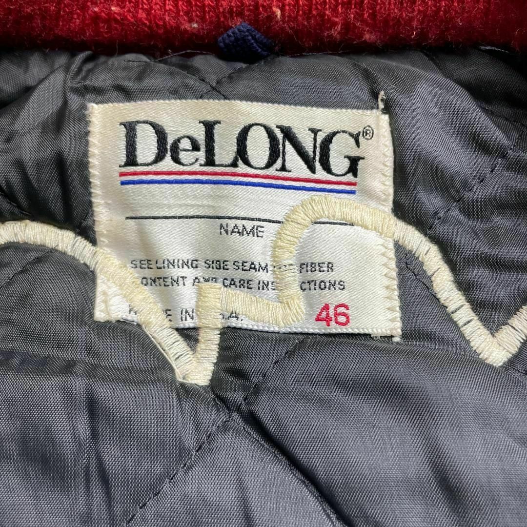 90sUSA製デロングレタードスタジャン古着赤レッド刺繍ワッペン 90sUSA製デロングレタードスタジャン古着赤レッド刺繍ワッペン