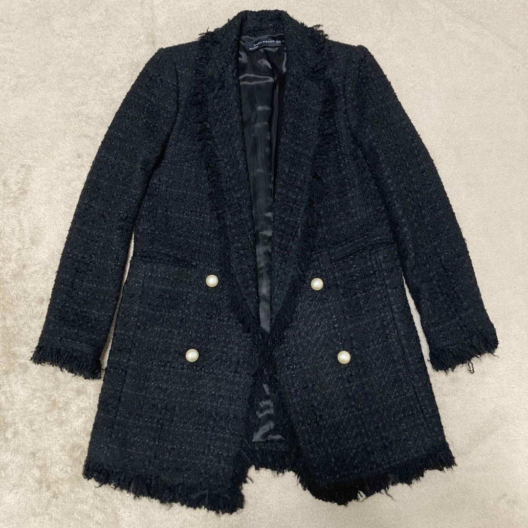 ZARA - ZARA ダブルブレスト テーラードジャケット ツイード ZARA - ZARA ダブルブレスト テーラードジャケット ツイード