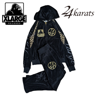 XLARGE - 24KARATS × X-LARGE ブラック ベロア セットアップ XLARGE - 24KARATS × X-LARGE ブラック ベロア セットアップ