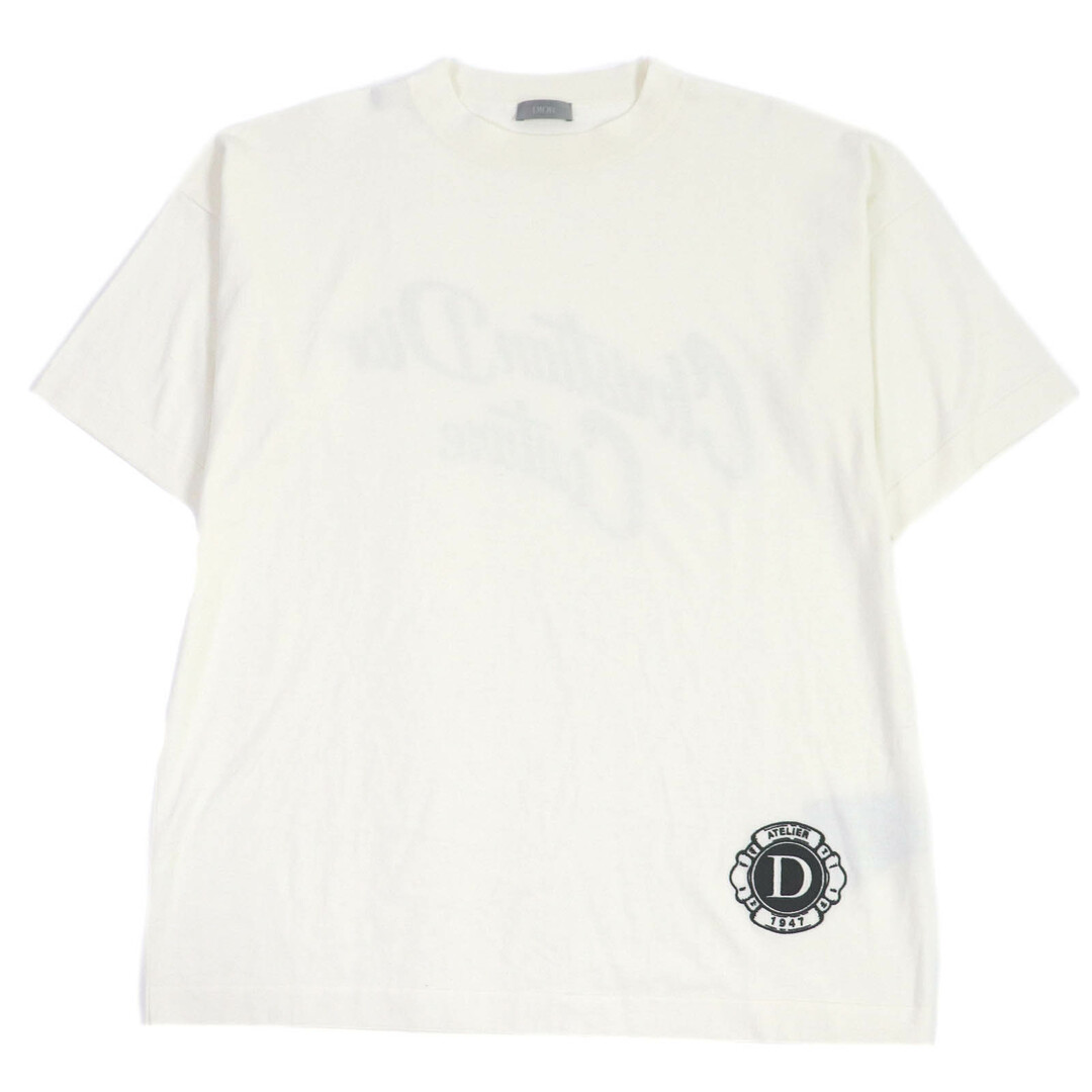 DIOR HOMME - 極美品□DIOR ディオール オム 24SS 483M648AT823 コットンジャージー シルク混 アトリエロゴ エンブロイダリー 半袖ニット Tシャツ アイボリー M イタリア製 正規品 メンズ