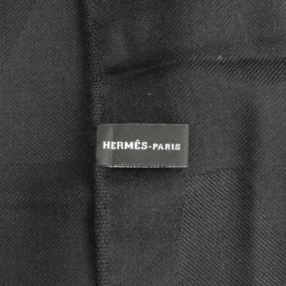 HERMES - エルメス 大判ストール カシミヤ シルク ブラック 黒 HERMES - エルメス 大判ストール カシミヤ シルク ブラック 黒