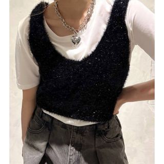 ジーナシス(JEANASIS)のジーナシスグリッタービスチェ(タンクトップ)