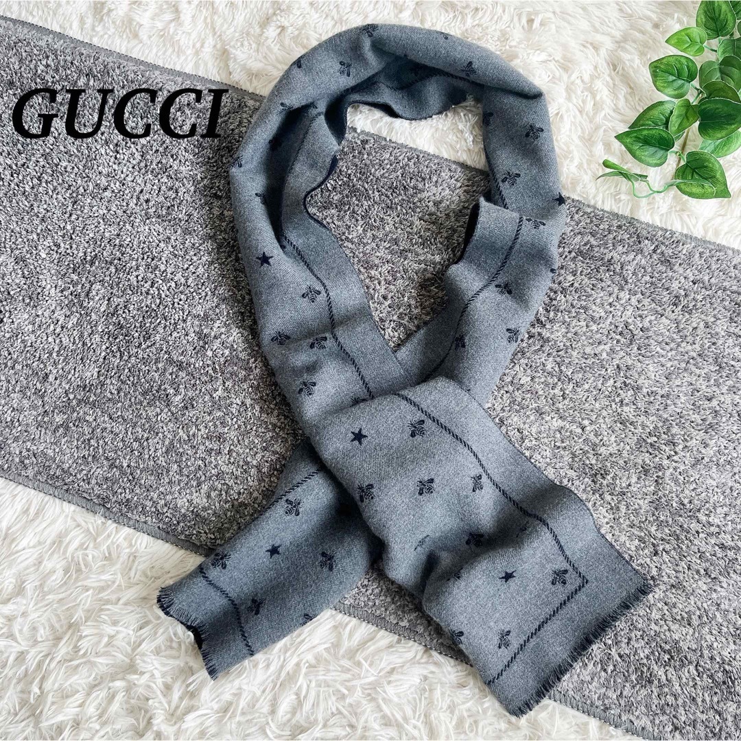 GUCCI - イタリア製 グッチ マフラー ハチ ビー スター ウール GUCCI - イタリア製 グッチ マフラー ハチ ビー スター ウール