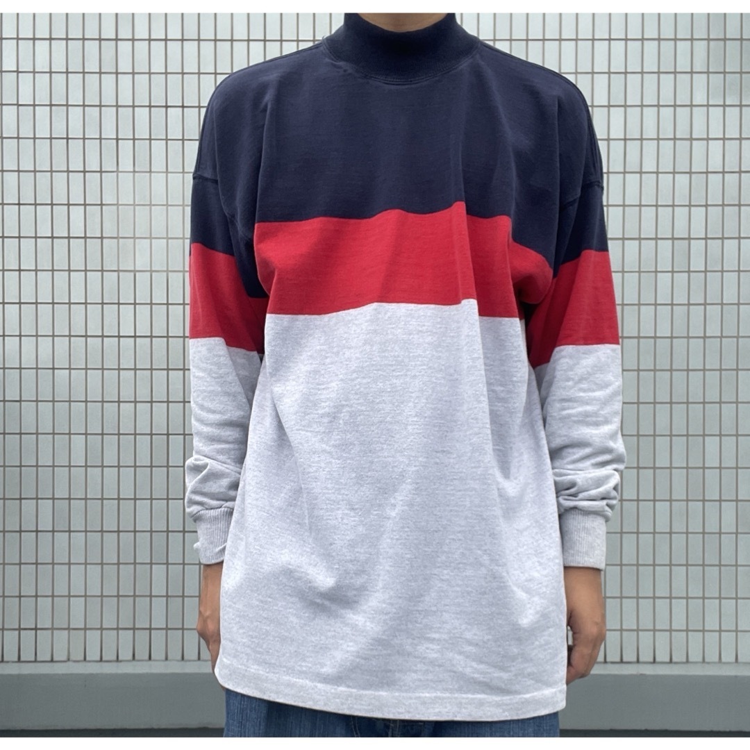 USA製 L.L.BEANモックネックロングスリーブTシャツXL VINTAGEの USA製 L.L.BEANモックネックロングスリーブTシャツXL VINTAGEの