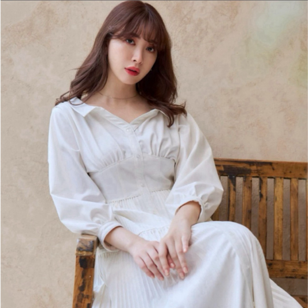 Her lip to - herlipto Pleated Open Shirt Dress 新品未使用の Her lip to - herlipto Pleated Open Shirt Dress 新品未使用の