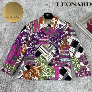 希少レオナールLEONARD セットアップ柄シャツアニマル柄金ボタン